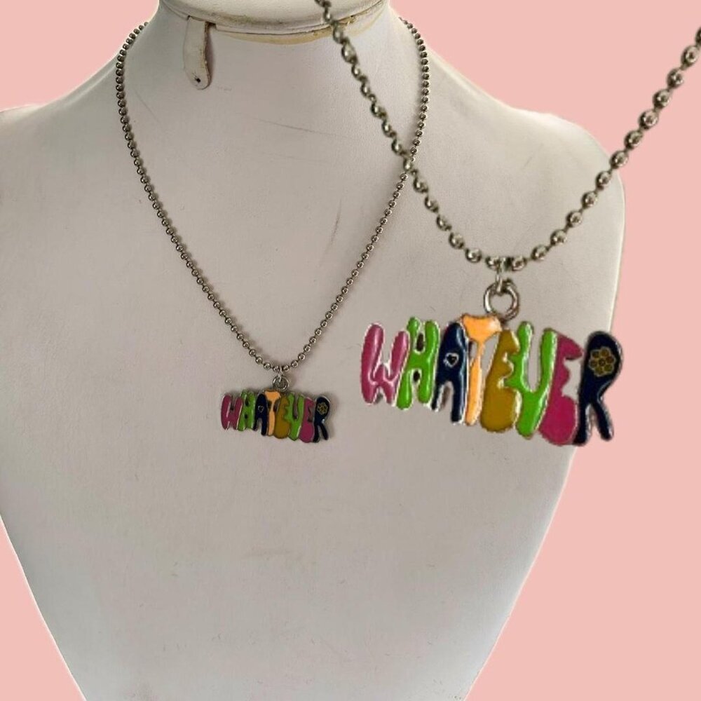 “WHATEVER” Necklace – Y2K Style, Colorful Enamel Pendant
